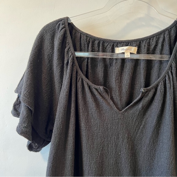 Madewell Flutter Sleeve Top in‎ Black - Picture 5 of 8
